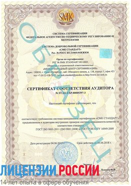 Образец сертификата соответствия аудитора №ST.RU.EXP.00005397-3 Елизово Сертификат ISO/TS 16949